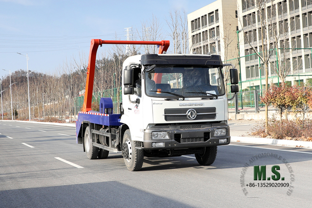 Dongfeng 4*2 мусоровоз с поворотным рычагом_190 л.с. Полуторный мусоровоз с плоской головкой на продажу_Dongfeng Экспортный специальный автомобиль