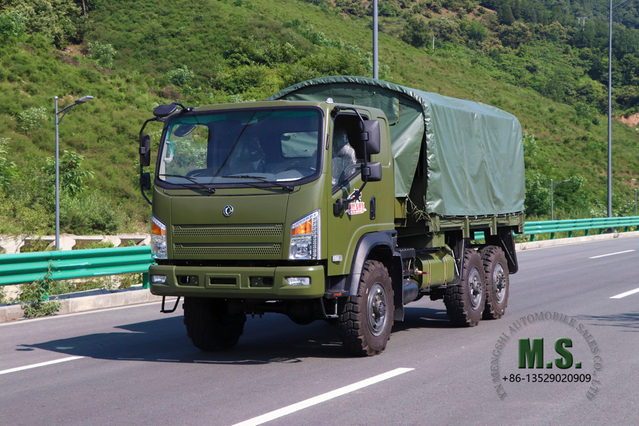 Dongfeng EQ2082 Flathead Army Green с брезентом_Dongfeng 6*6 Внедорожный транспортный грузовик на экспорт