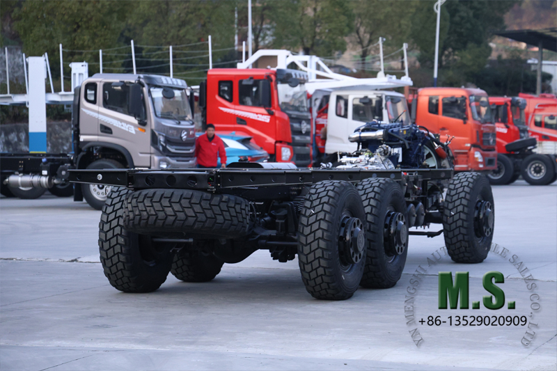 6x6 340-сильное подкатное шасси для автобуса с запасным колесом под рамой 